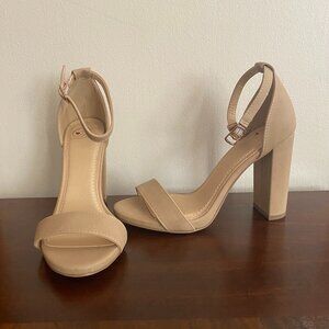 Tan Ankle Strap Heels